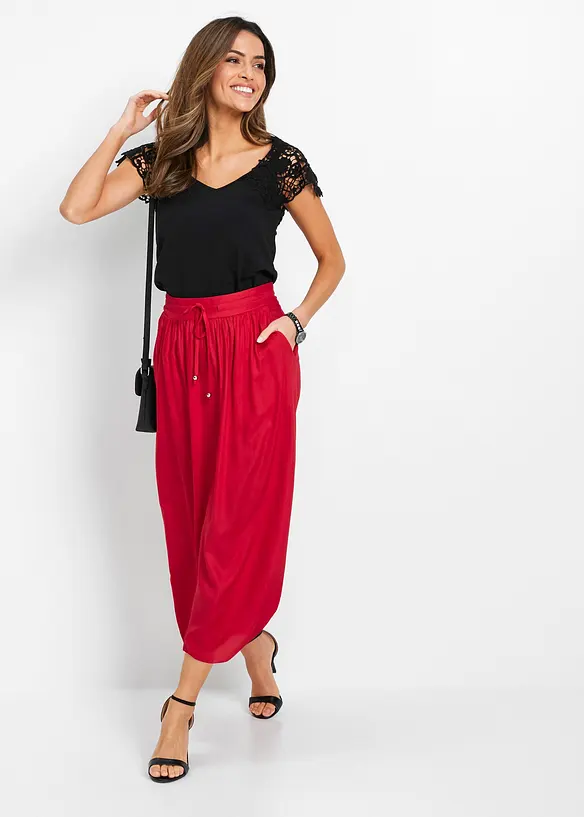 Jupe longue en viscose avec taille élastique et lien à nouer, bonprix