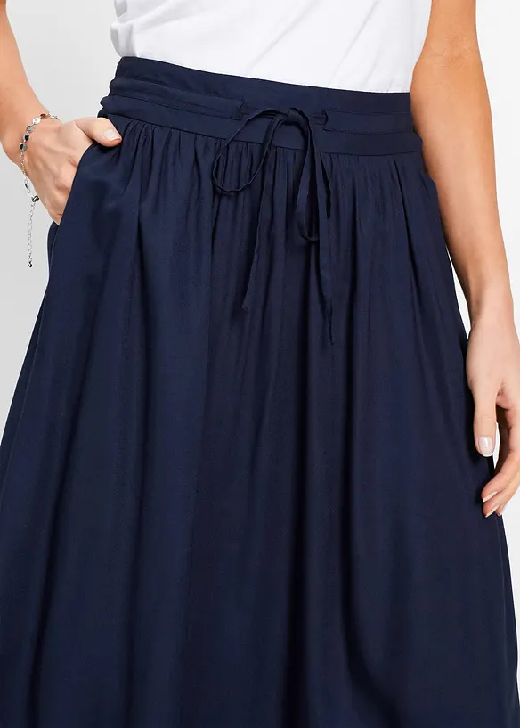 Jupe longue en viscose avec taille élastique et lien à nouer, bonprix