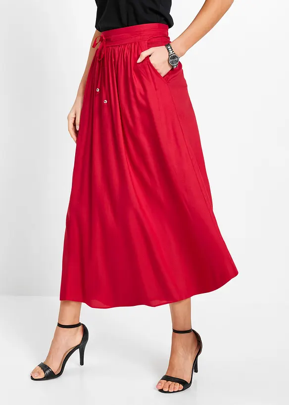 Jupe longue en viscose avec taille élastique et lien à nouer, bonprix