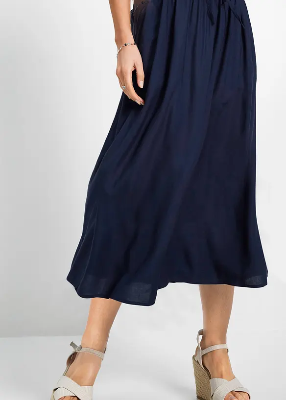 Jupe longue en viscose avec taille élastique et lien à nouer, bonprix