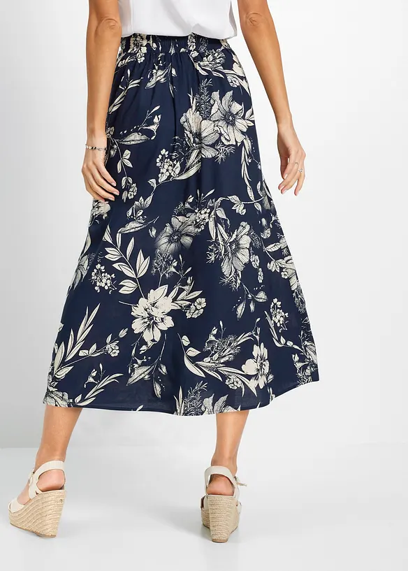 Jupe longue en viscose avec taille élastique et lien à nouer, bonprix