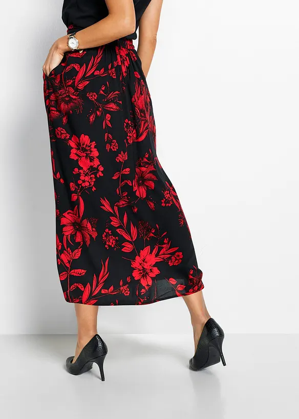 Jupe longue en viscose avec taille &eacute;lastique et lien &agrave; nouer, bonprix