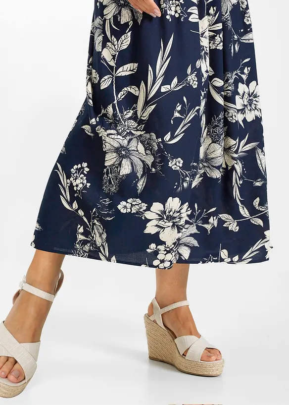 Jupe longue en viscose avec taille élastique et lien à nouer, bonprix