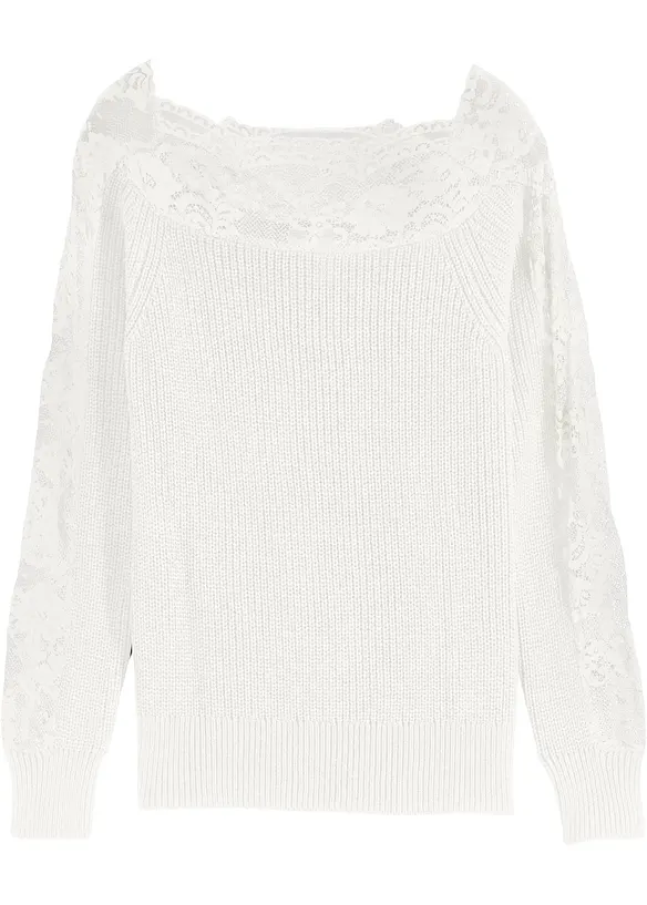Pull avec dentelle, bonprix