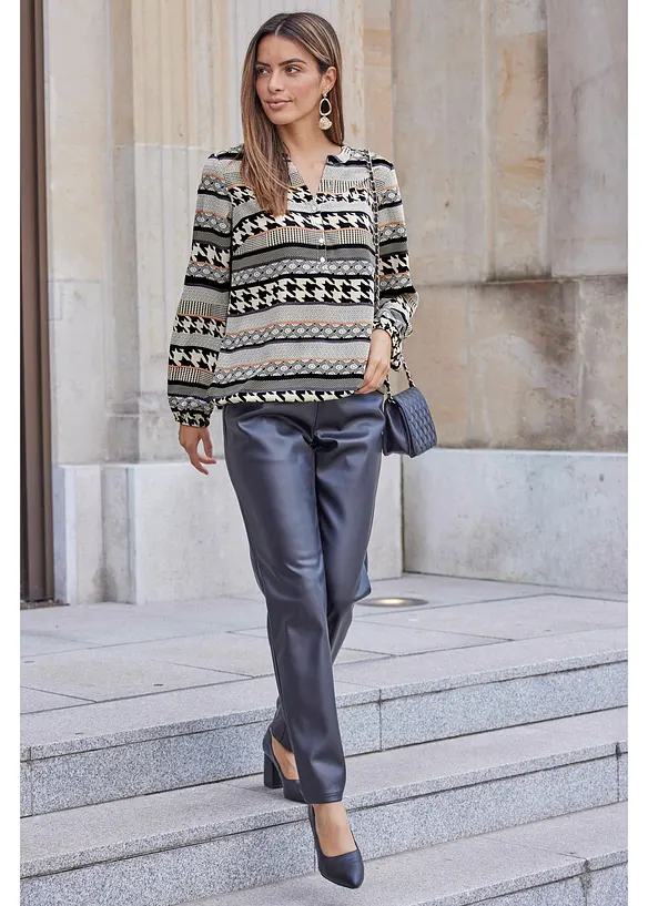 Pantalon enduit à taille élastiquée, bonprix