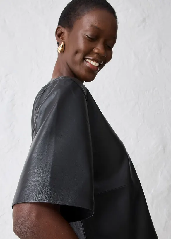 Tunique en cuir d’agneau nappa, bonprix