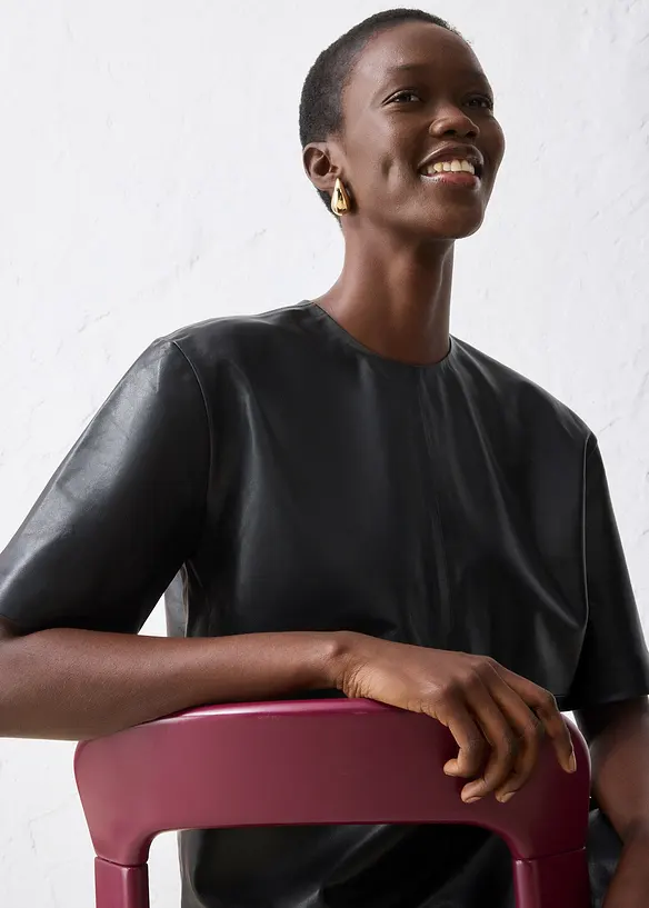 Tunique en cuir d’agneau nappa, bonprix