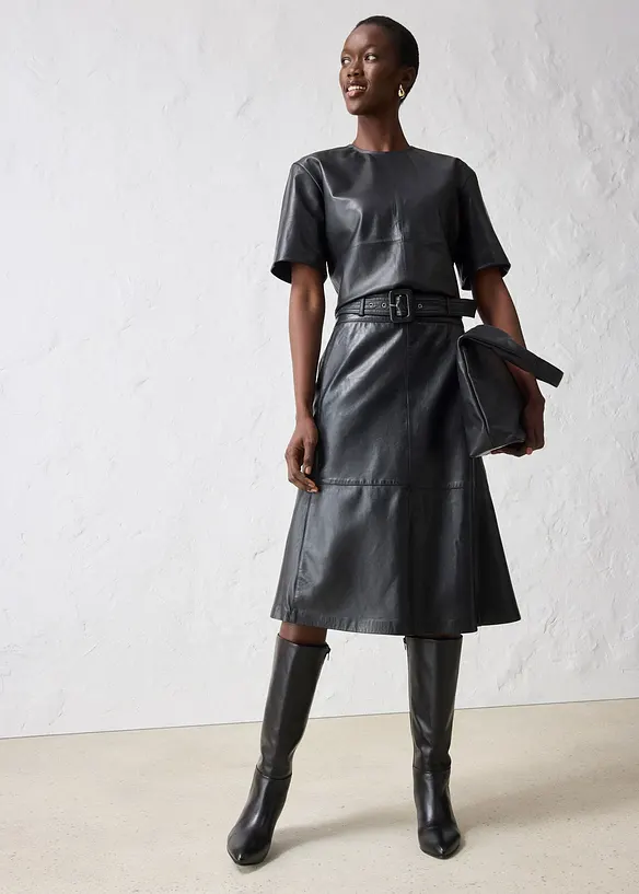 Tunique en cuir d’agneau nappa, bonprix