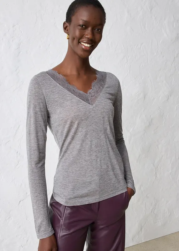 T-shirt en laine mélangée, bonprix