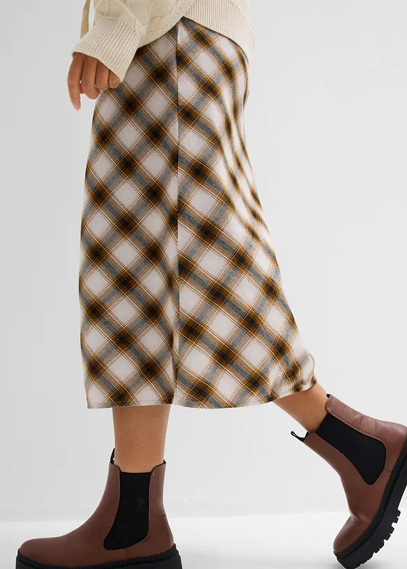 Jupe midi en flanelle 100% coton, bonprix