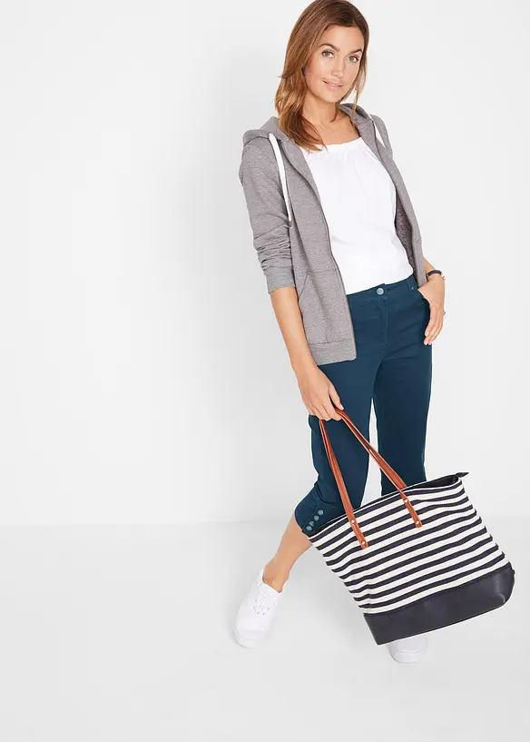 Pantacourt en coton avec taille &eacute;lastique et boutons, bonprix