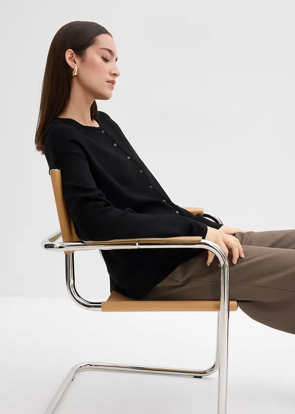 Gilet cintré en maille de viscose mélangée, bonprix