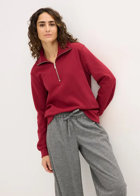 Sweat oversize à col zippé, bonprix