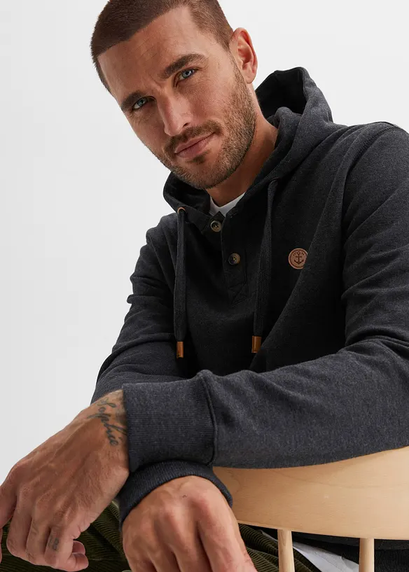 Sweat à capuche, détails enduits et intérieur gratté doux, bonprix