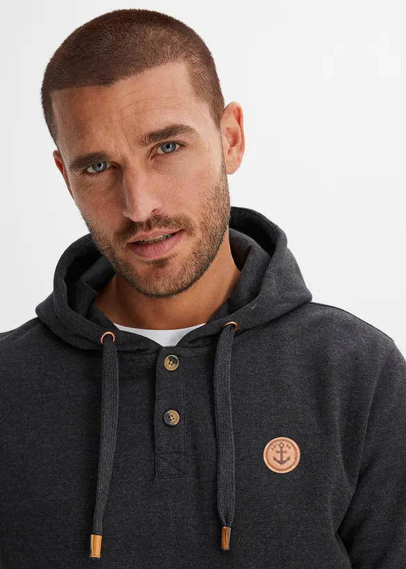 Sweat à capuche, détails enduits et intérieur gratté doux, bonprix