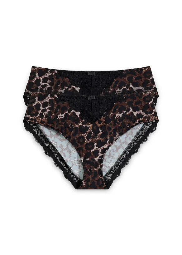 Lot de 2 slips Maxi avec dentelle, bonprix