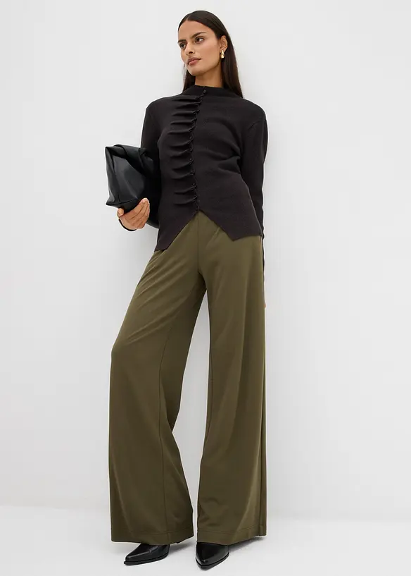 Pantalon palazzo en Punto di Roma confortable, bonprix