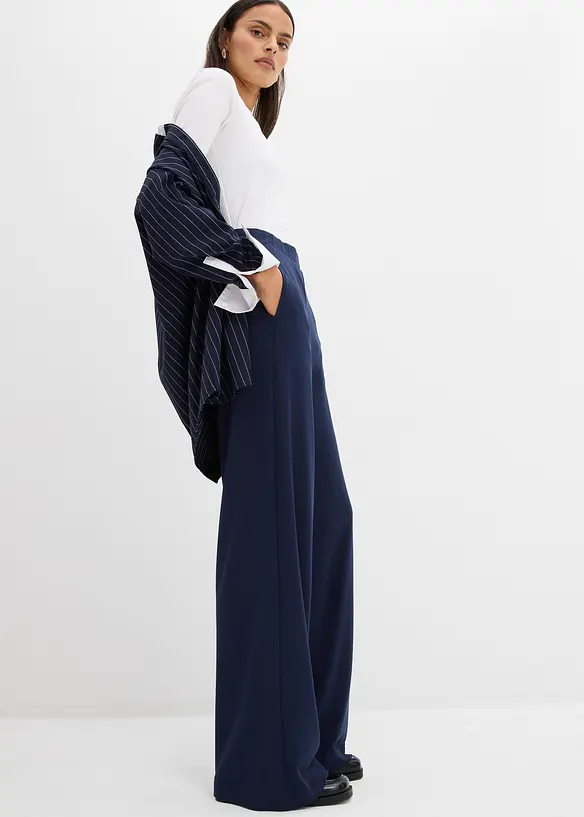 Pantalon palazzo en Punto di Roma confortable, bonprix