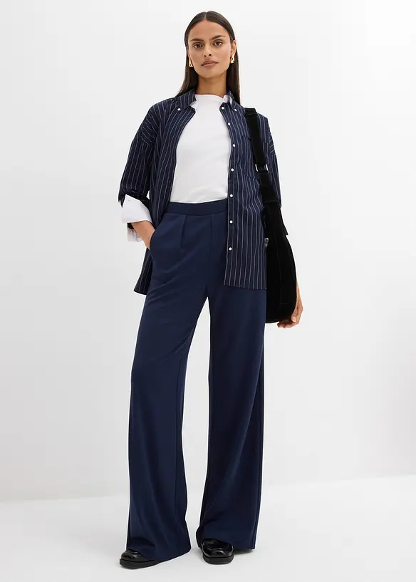 Pantalon palazzo en Punto di Roma confortable, bonprix