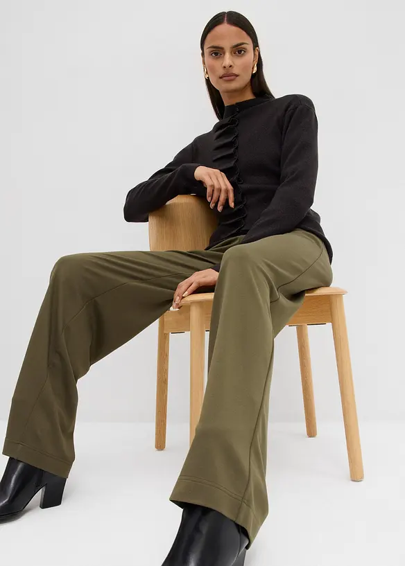 Pantalon palazzo en Punto di Roma confortable, bonprix