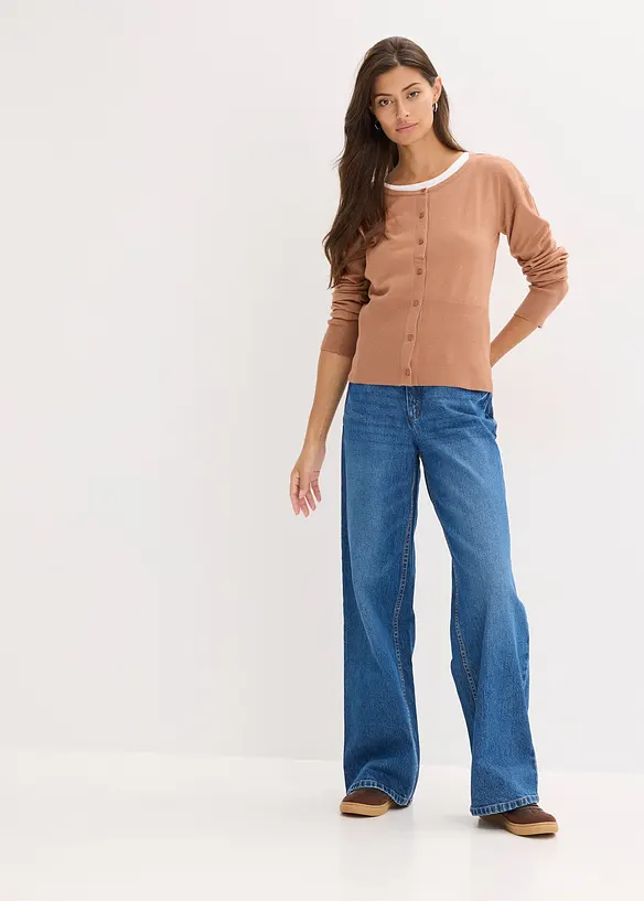 Gilet en fine maille de viscose mélangée, bonprix