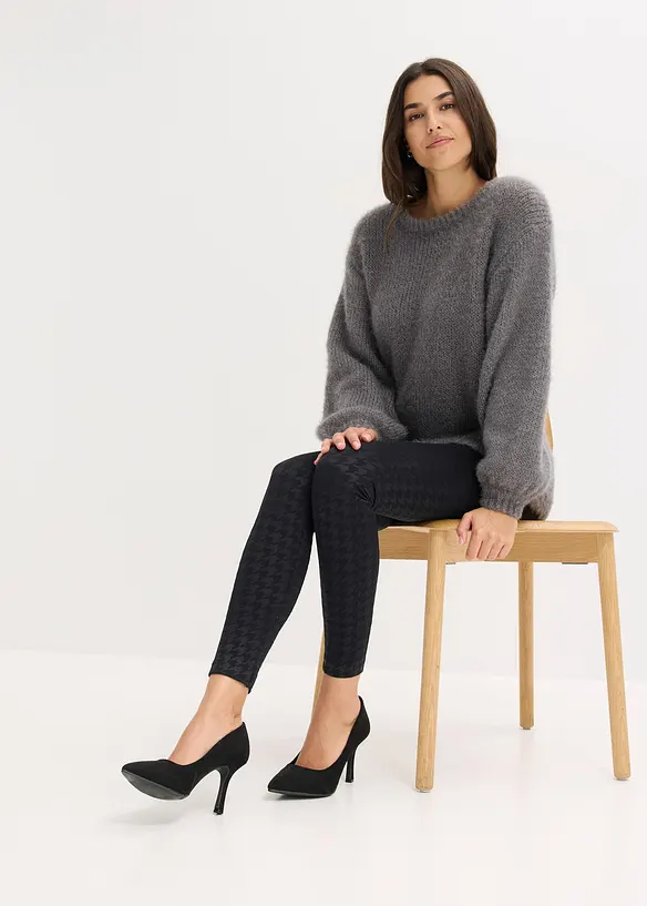 Legging thermique sans couture avec intérieur doux et motif pied-de-poule, bonprix