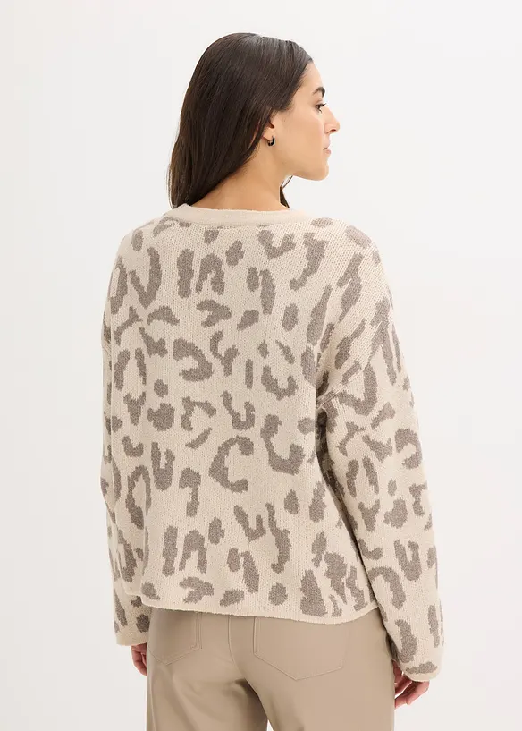 Pull oversize en jacquard à sequins, bonprix