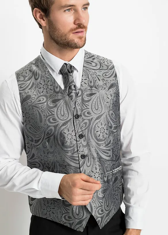 Costume 5 pièces avec gilet et cravate, Regular, bonprix