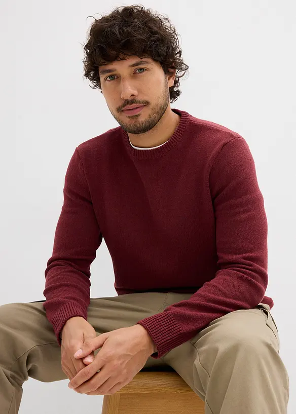 Pull en fine maille, coton recyclé majoritaire, bonprix