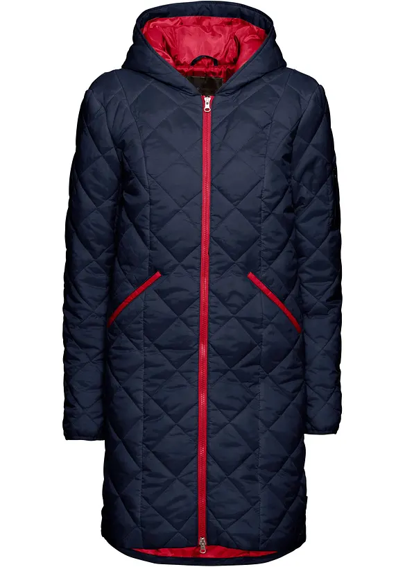Manteau matelassé bicolore à capuche, bonprix