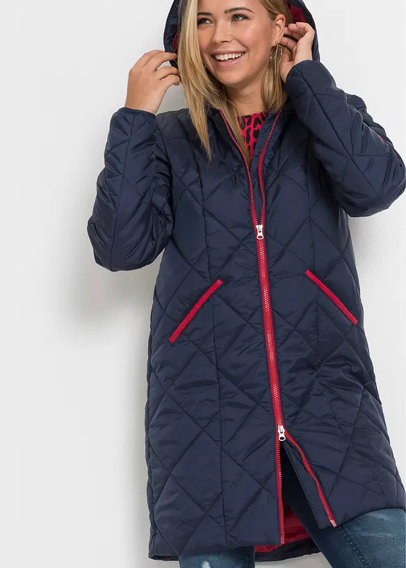 Manteau matelassé bicolore à capuche, bonprix