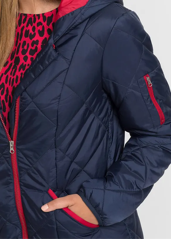 Manteau matelassé bicolore à capuche, bonprix