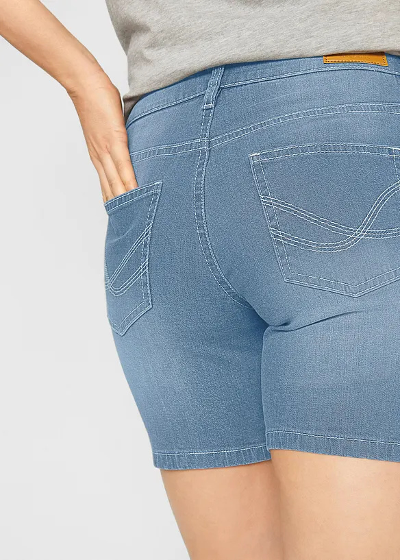 Lot de 2 shorts en jean slim, taille mi-haute, bonprix