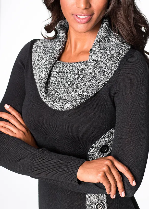 Robe en maille avec col châle, bonprix