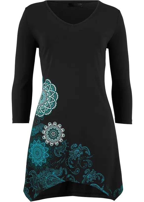 T-shirt long à pans, manches 3/4, bonprix