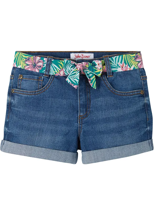 Short en jean extensible avec ceinture, bonprix