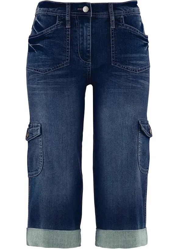 Jean 3/4 cargo stretch, taille normale, bonprix