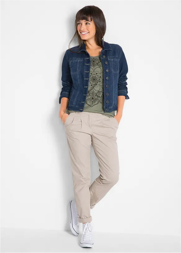 T-shirt fil flammé manches courtes, bonprix