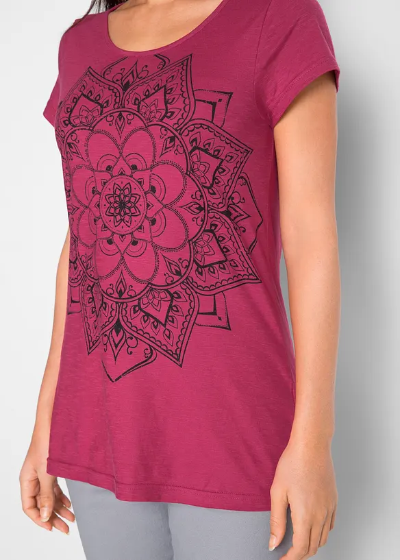 T-shirt fil flammé manches courtes, bonprix