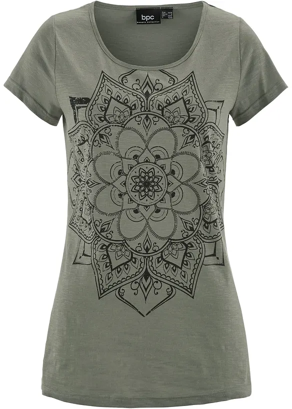 T-shirt fil flammé manches courtes, bonprix