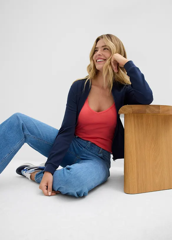 Lot de 3 tops &agrave; fines bretelles 100% coton, bonprix