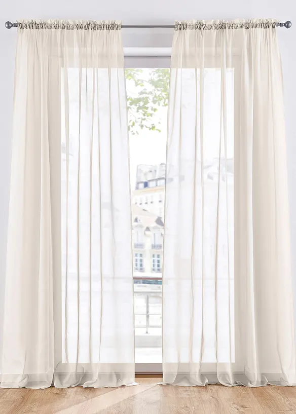 Lot de 2 voilages unis, bonprix