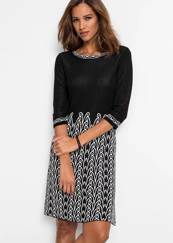 Robe évasée en maille à motif jacquard, bonprix