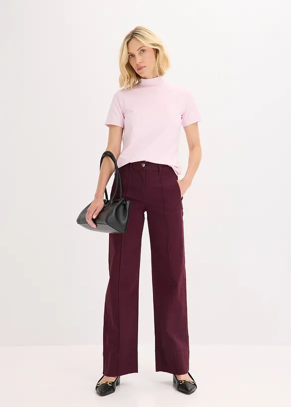 Pantalon en twill avec passepoil et poches raglan, bonprix