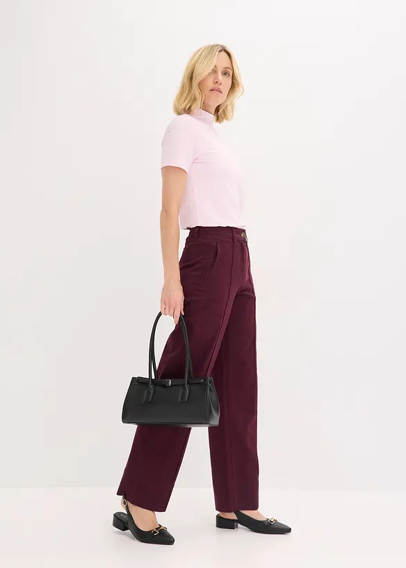 Pantalon en twill avec passepoil et poches raglan, bonprix