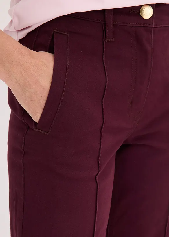 Pantalon en twill avec passepoil et poches raglan, bonprix