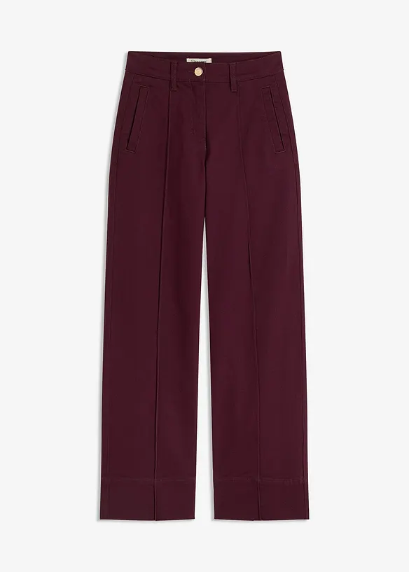 Pantalon en twill avec passepoil et poches raglan, bonprix