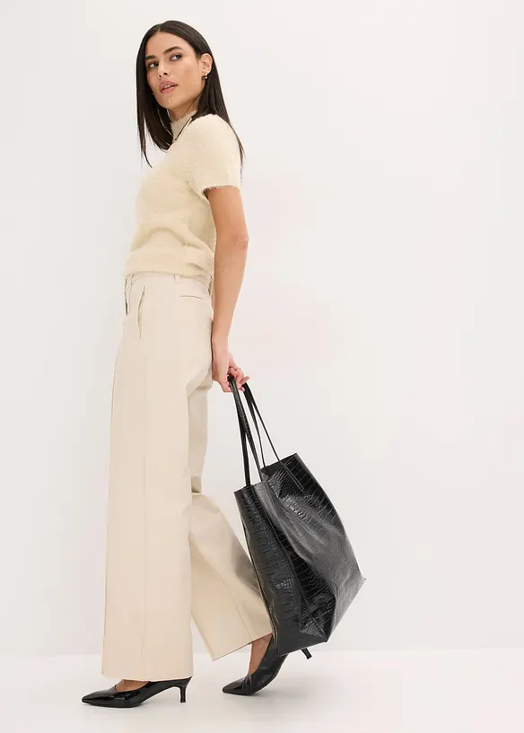 Pantalon en twill avec passepoil et poches raglan, bonprix