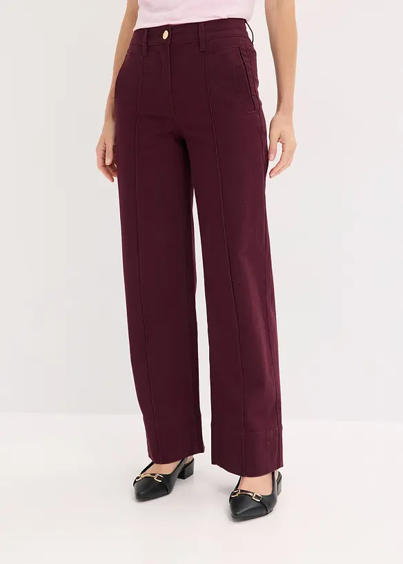 Pantalon en twill avec passepoil et poches raglan, bonprix