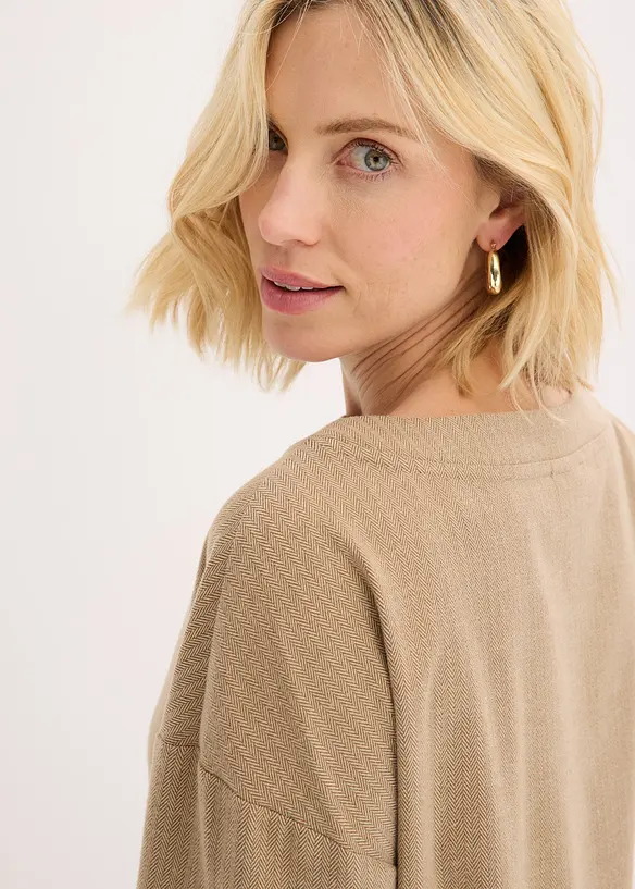 Tunique à imprimé chevrons en tissu épais, bonprix